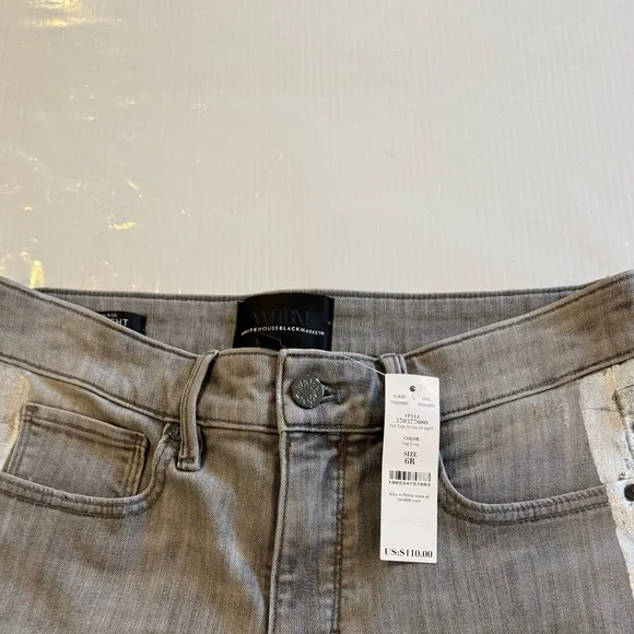 WHBM Gray Jeans with a silver foil side stripes